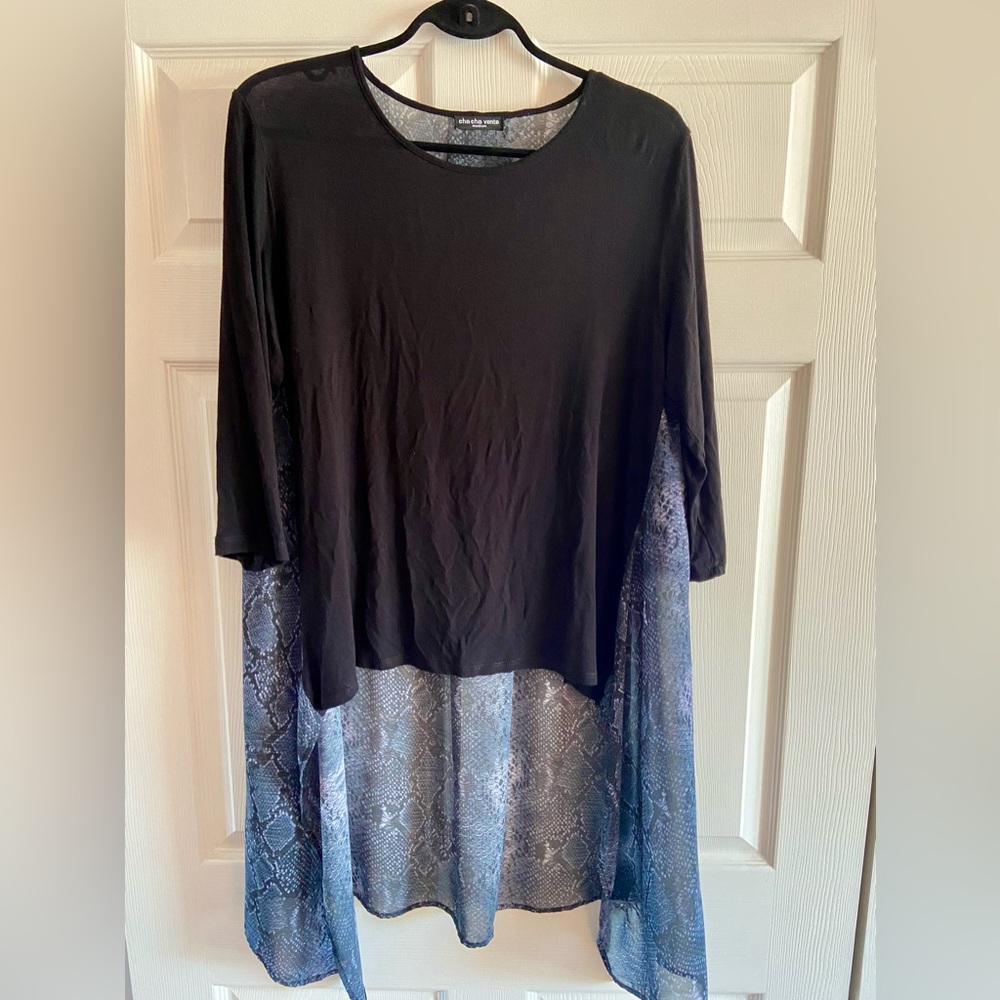 Cha Cha Vente top with sheer dramatic Snakeskin back
